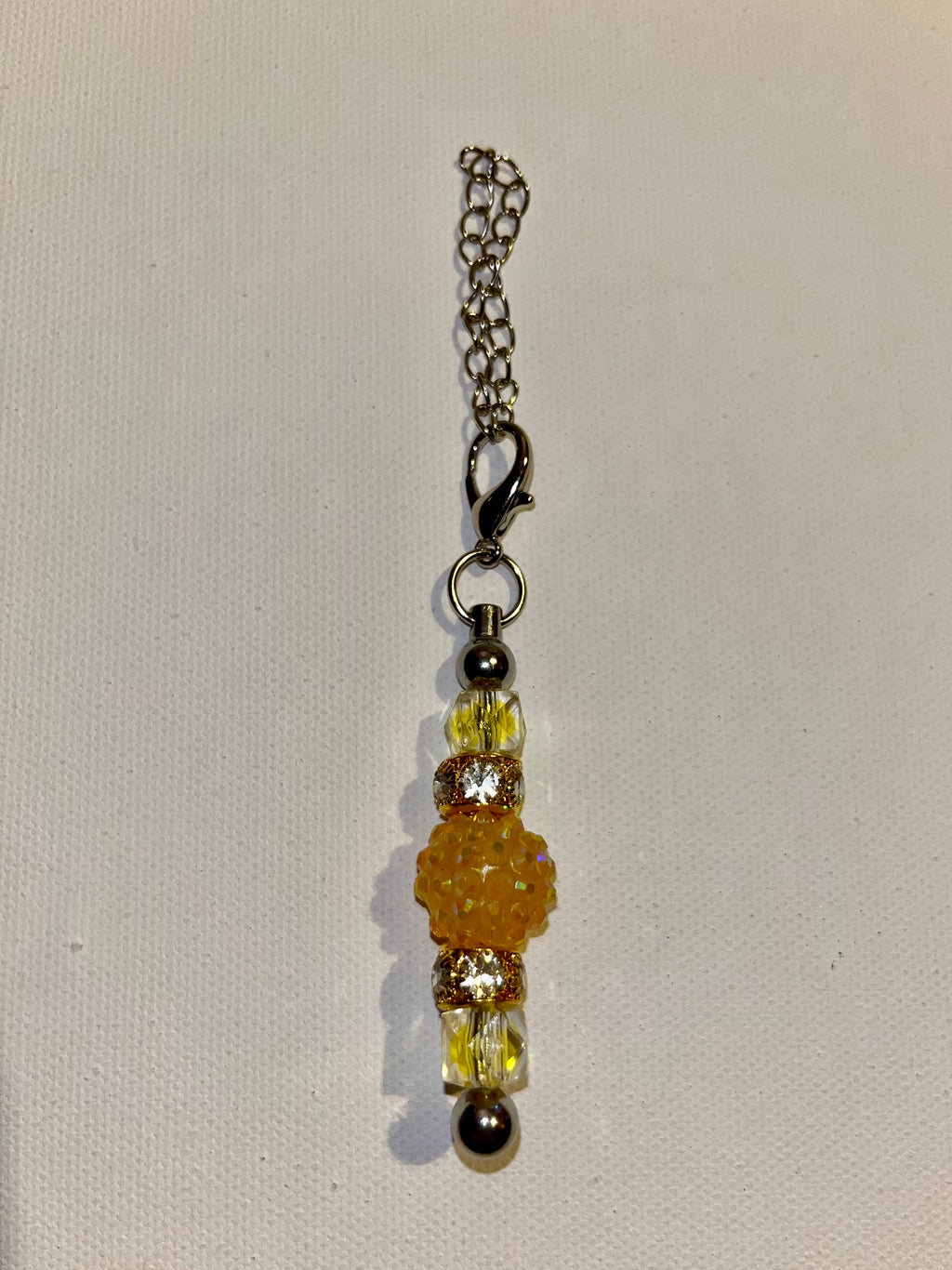 Cup Charm w/Yellow Pavé, Faceted & Rhinestone Accent Beads