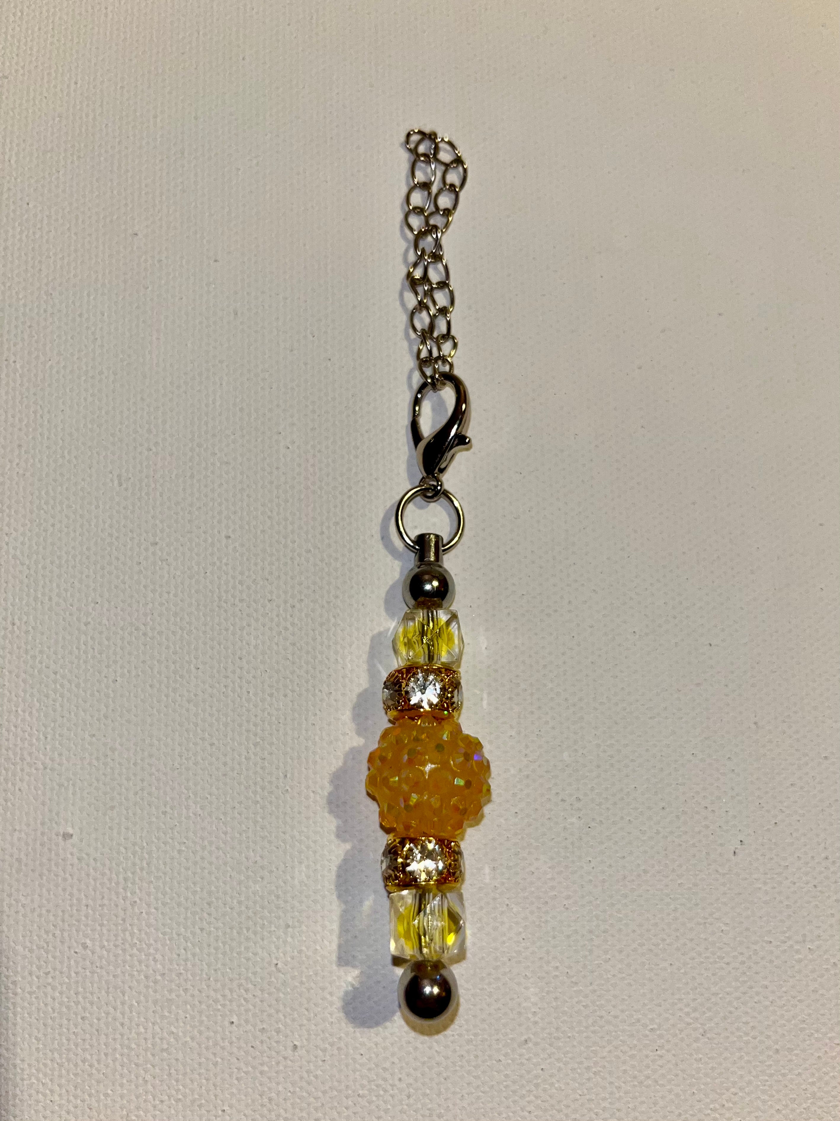 Cup Charm w/Yellow Pavé, Faceted & Rhinestone Accent Beads