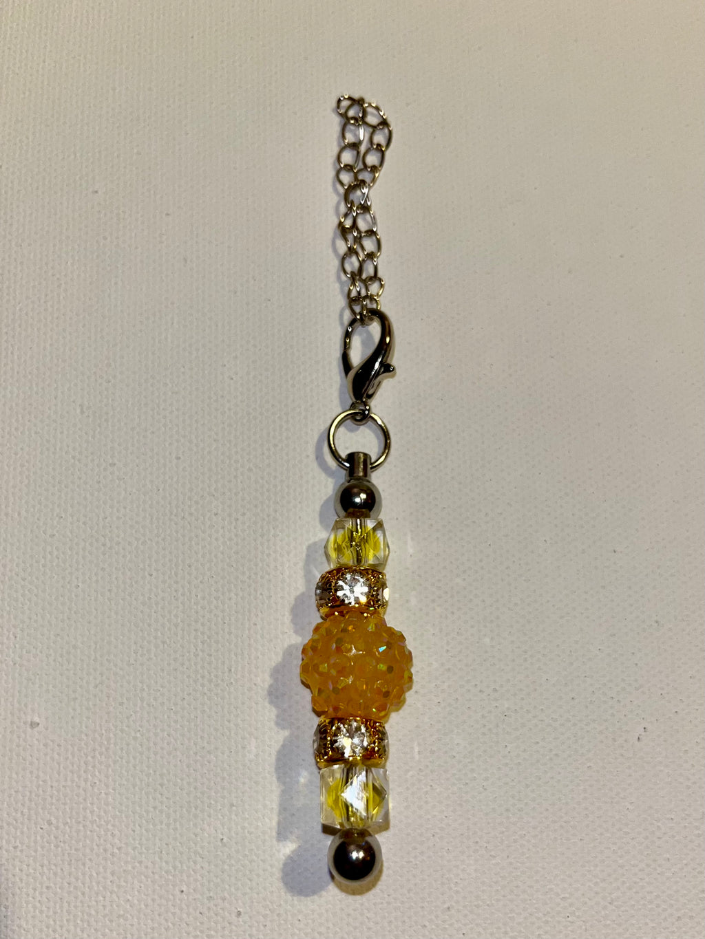 Cup Charm w/Yellow Pavé, Faceted & Rhinestone Accent Beads