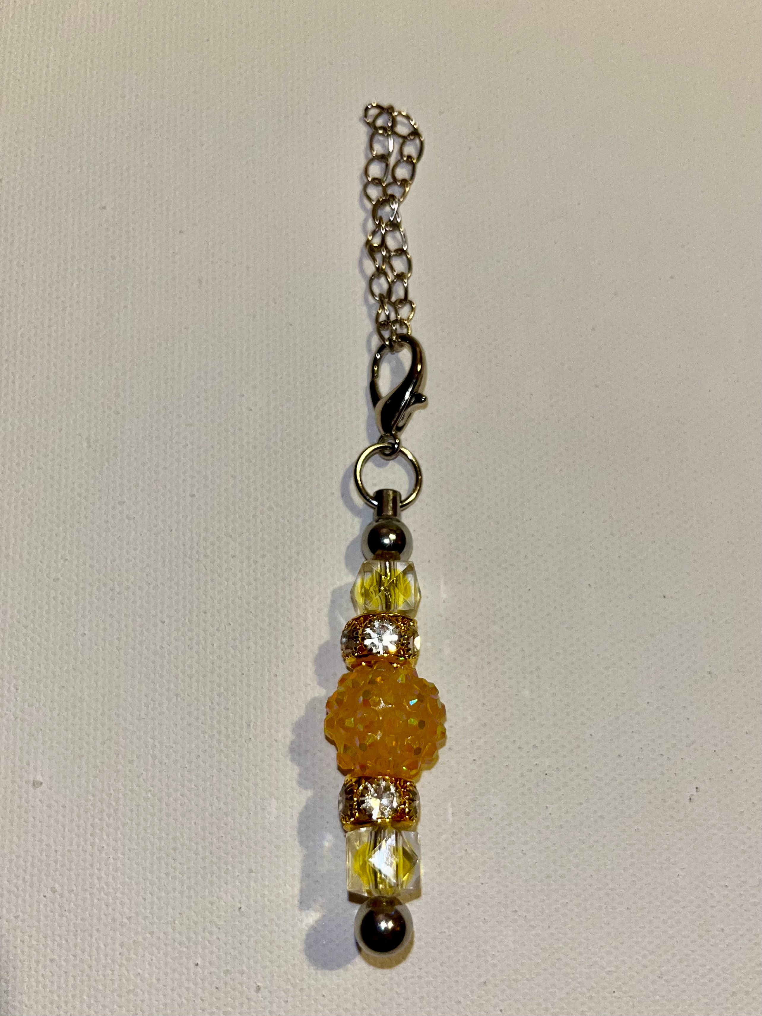 Cup Charm w/Yellow Pavé, Faceted & Rhinestone Accent Beads