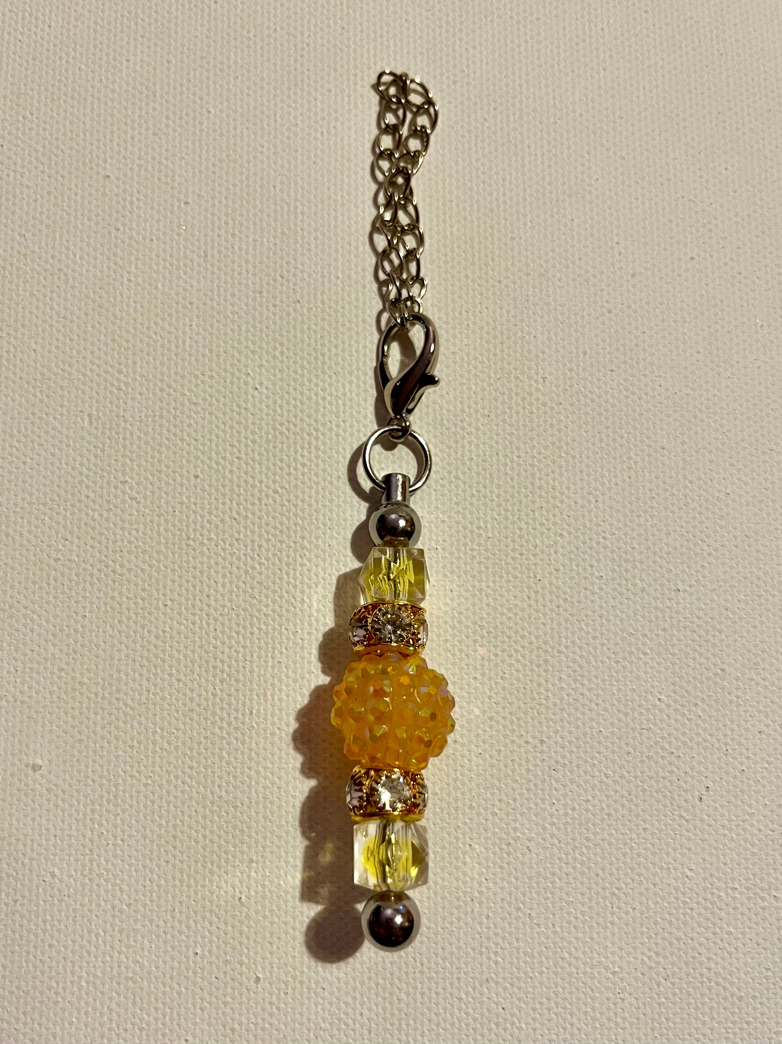 Cup Charm w/Yellow Pavé, Faceted & Rhinestone Accent Beads