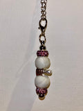 Marbled Gray Bead Cup Charm w/Silver Guitar & Purple Rhinestone Accents