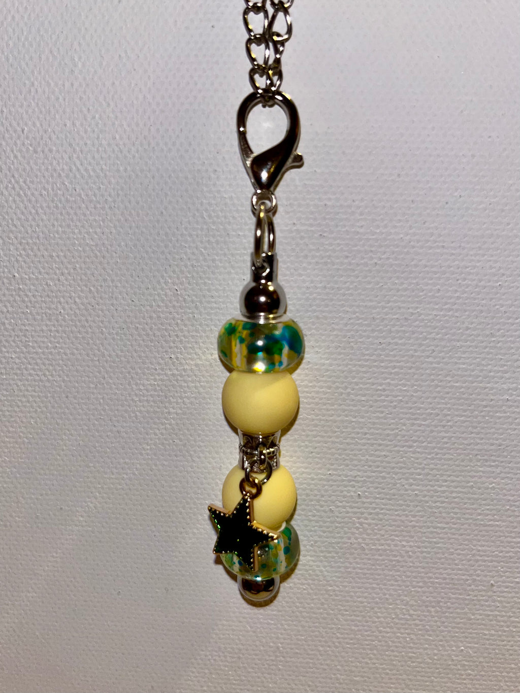 Cup Charm w/Yellow, Green & Blue Accents & Green Enamel Star Embellishment
