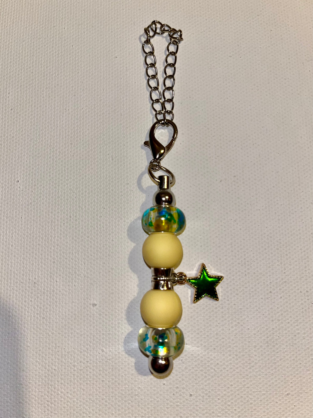 Cup Charm w/Yellow, Green & Blue Accents & Green Enamel Star Embellishment