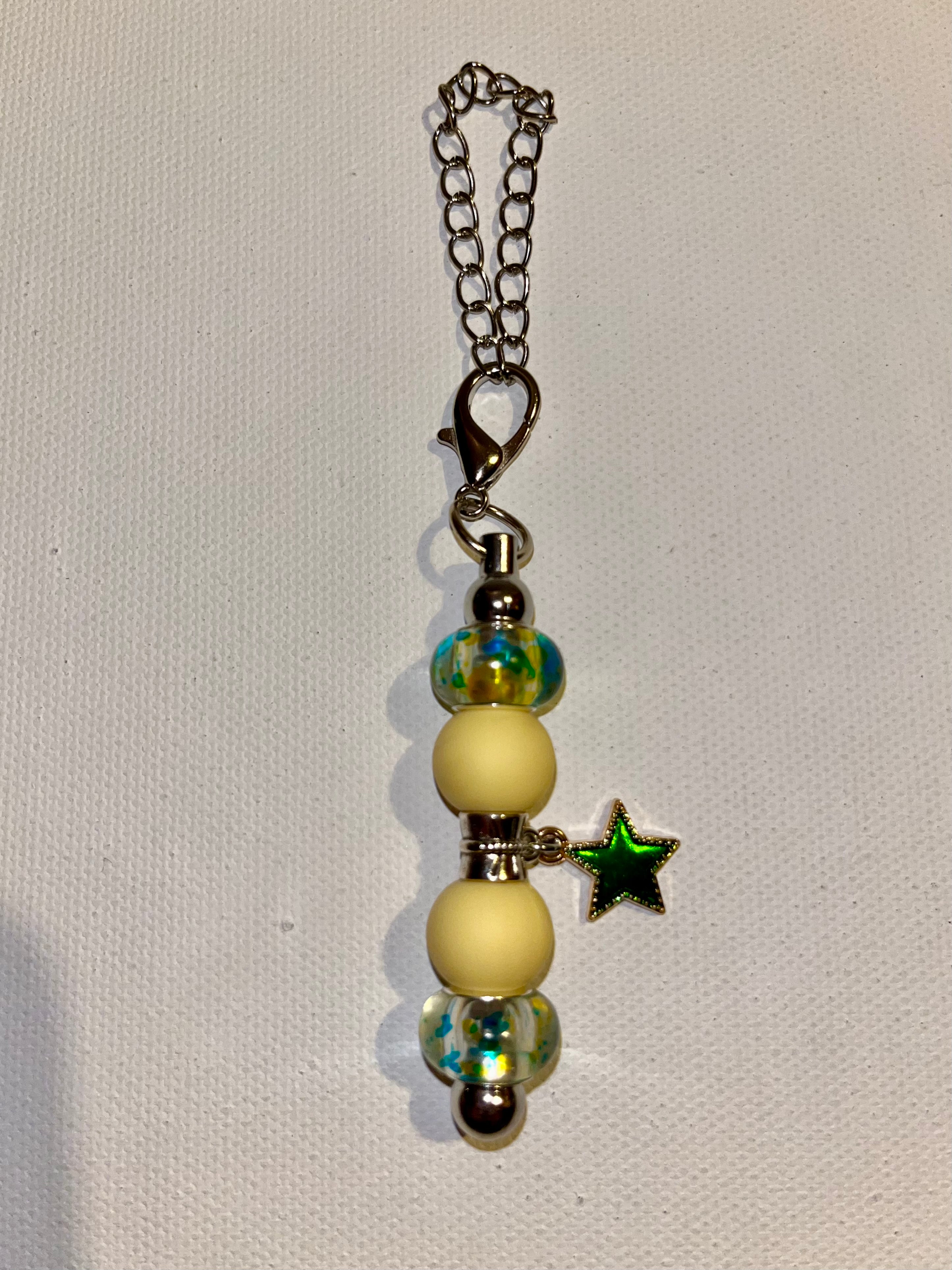 Cup Charm w/Yellow, Green & Blue Accents & Green Enamel Star Embellishment