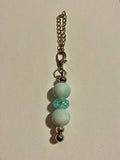 Silver-Tone Cup Charm w/Marbled Mint & Sparkling Aqua Glass Bead