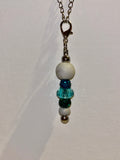 Silver-tone Cup Charm w/Marbled Gray Beads, Turquoise Glass & Rhinestone-Accents