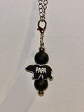PAPA Bear w/Matte Black Beads on Silver Hardware Cup Charm