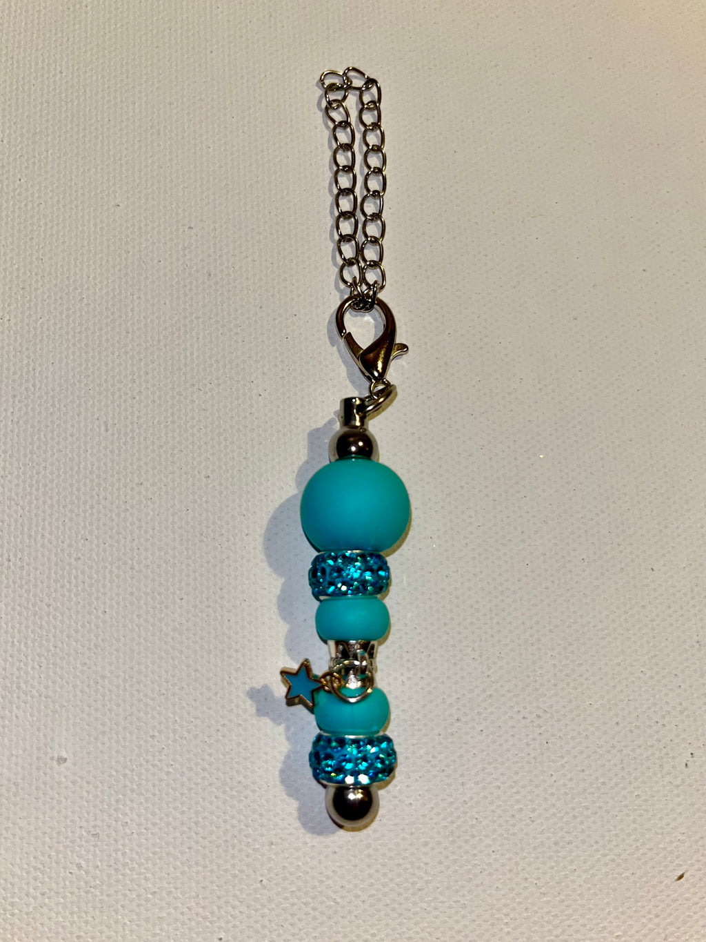 Turquoise Bead Cup Charm w/Turquoise Rhinestone Accents & Enamel Star Charm