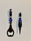 “Back The Blue” Themed Beaded Bottle Opener & Wine Stopper Set