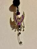 Purple, White & Lavender Angel Wing Badge Reel Key & Card Holder