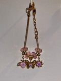Gold-Tone Pink Crystal Charm Bracelet with Butterfly, Heart & Sun Charms