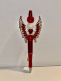 Red Angel Wing Crystal Ballpoint Pen - Decorative Home Office Accessory