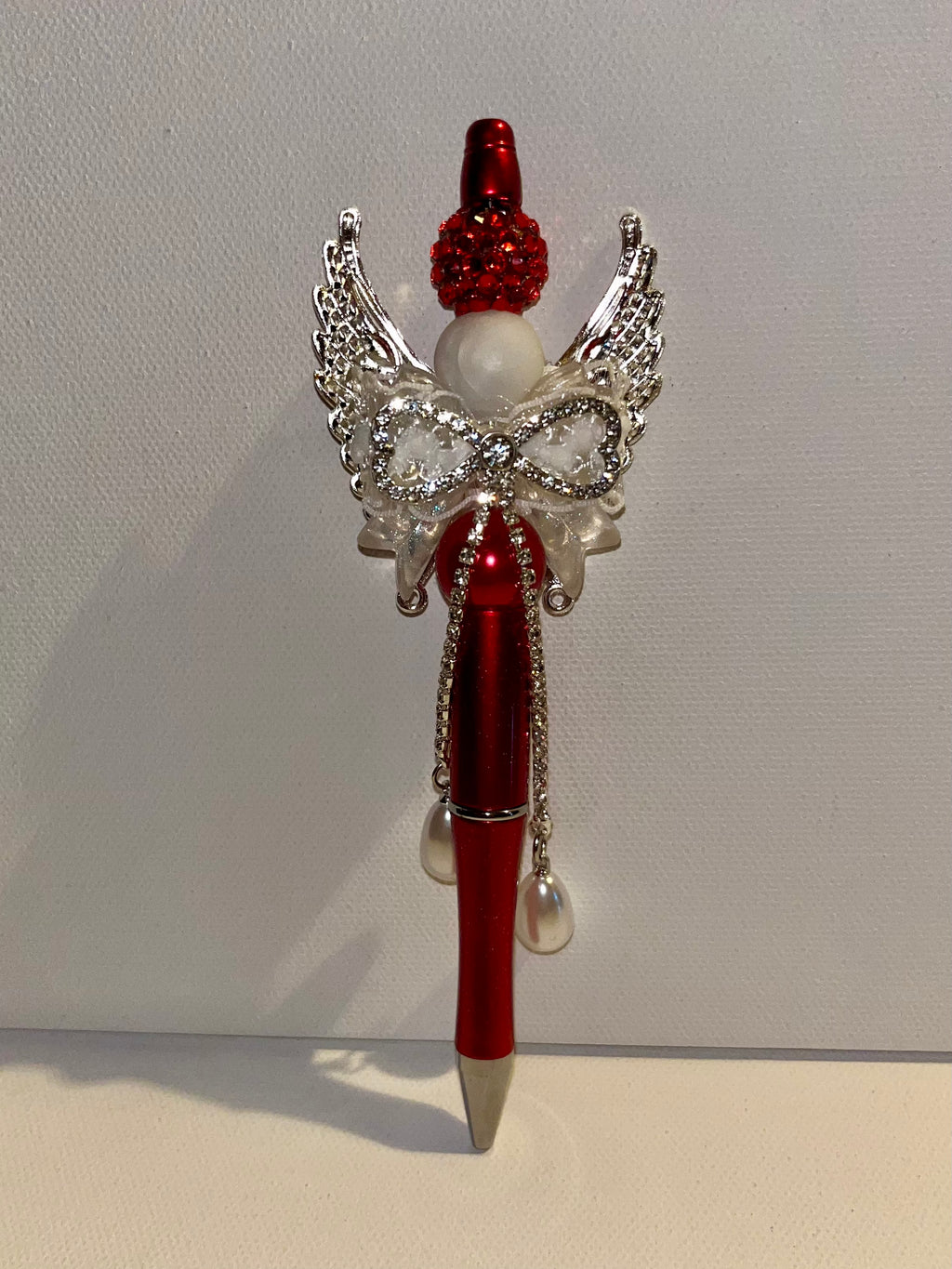 Red Angel Wing Crystal Ballpoint Pen - Decorative Home Office Accessory
