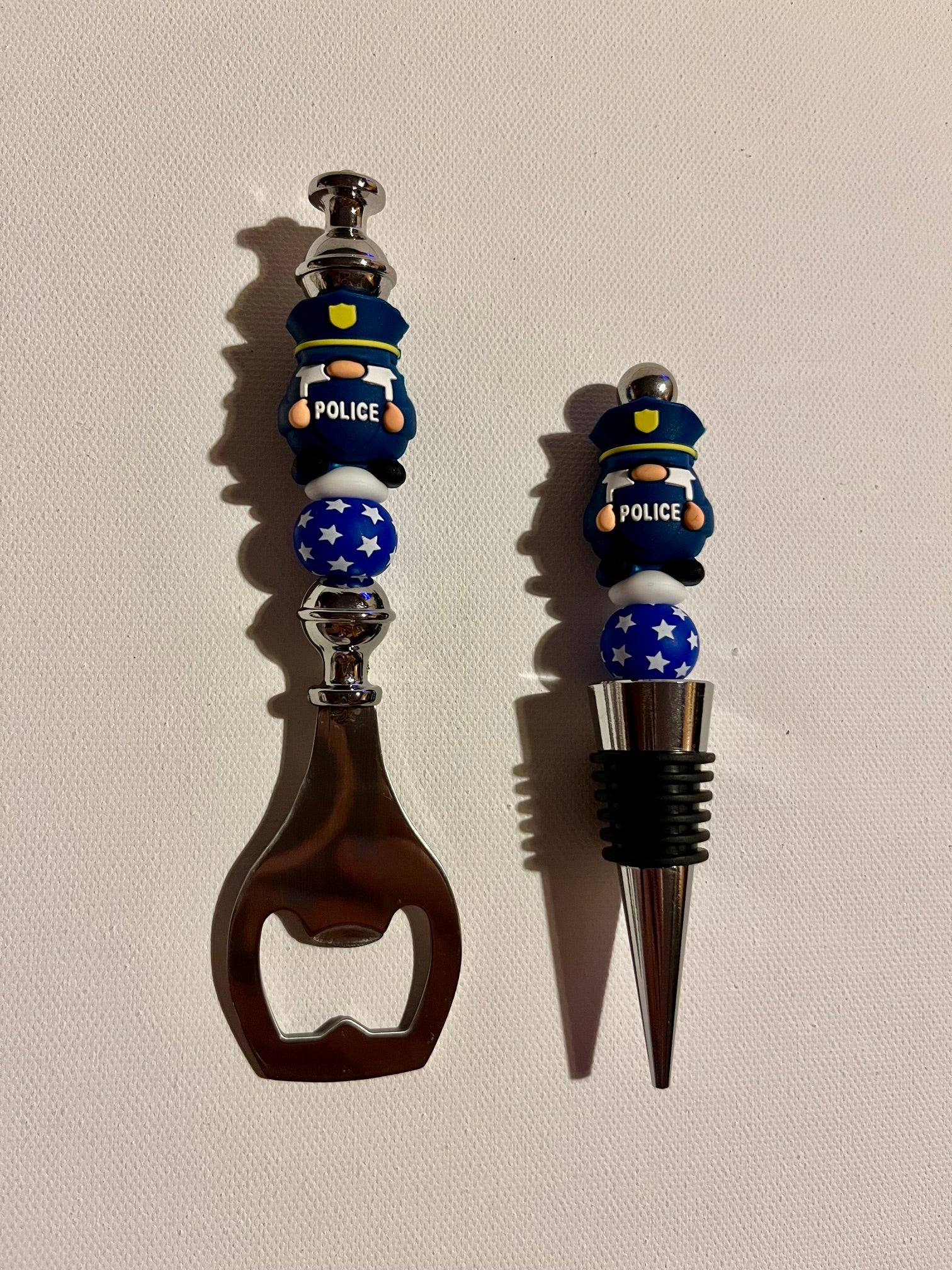 Police/"Back the Blue"-themed Bottle Opener & Wine Stopper Set
