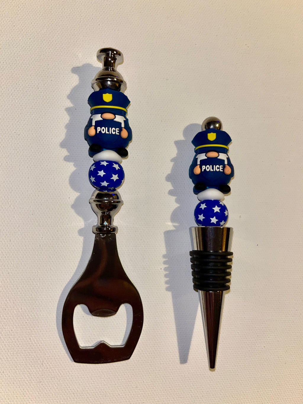 Police/"Back the Blue"-themed Bottle Opener & Wine Stopper Set
