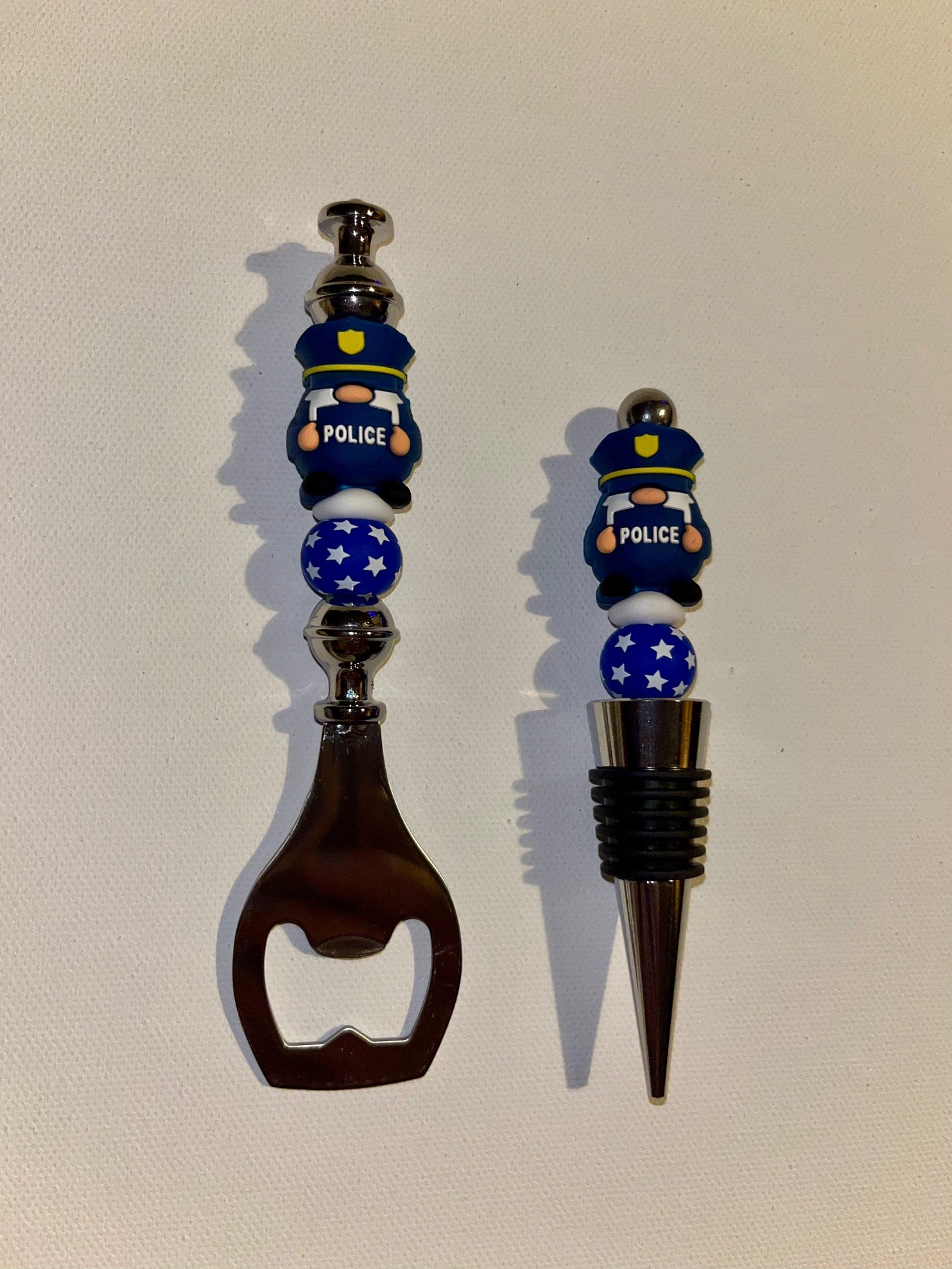 Police/"Back the Blue"-themed Bottle Opener & Wine Stopper Set