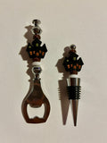 Halloween Haunted House Bottle Opener and Wine Stopper Set - Black