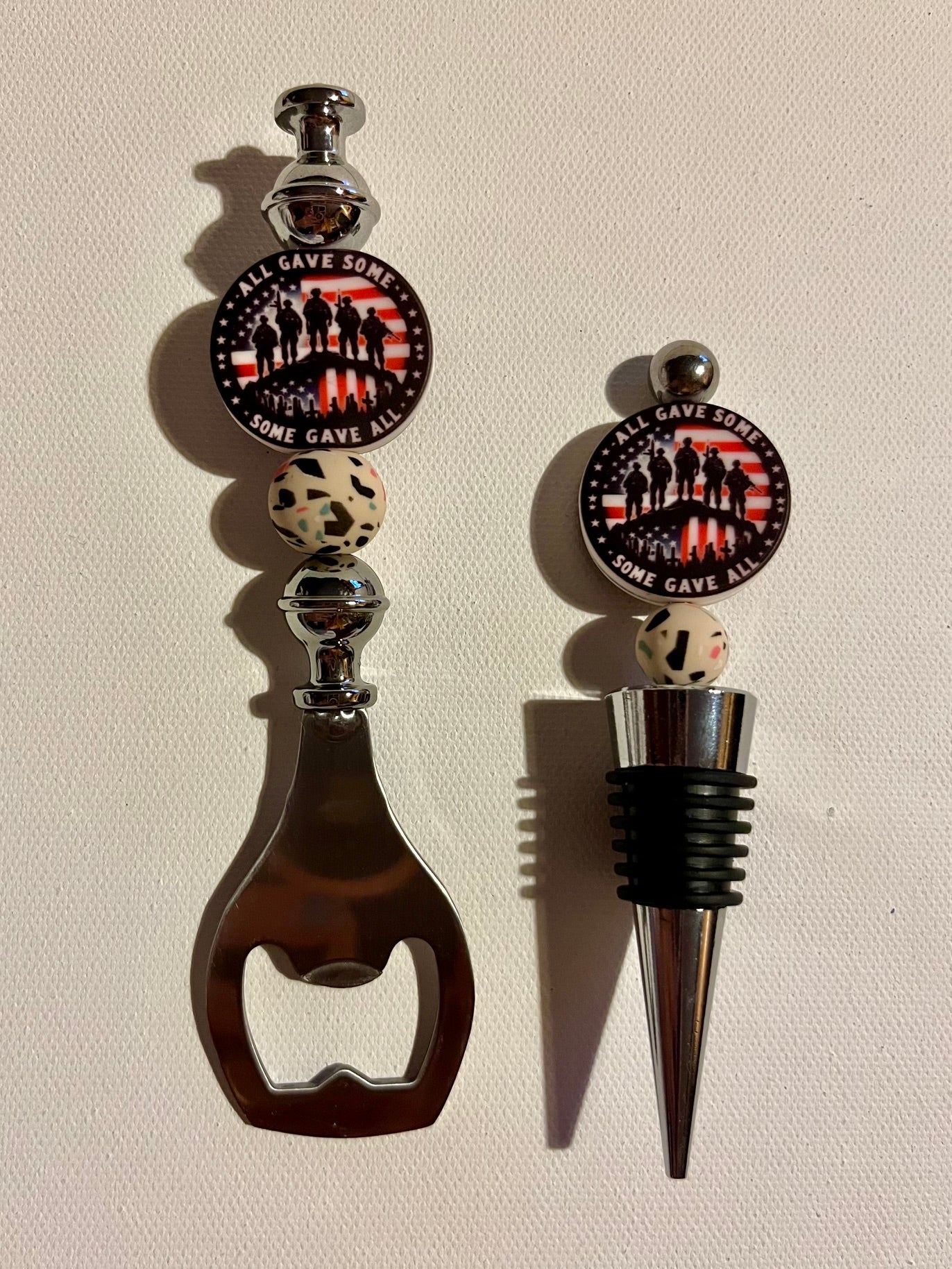 Patriotic 'All Gave Some, Some Gave All' Bottle Opener & Wine Stopper Set