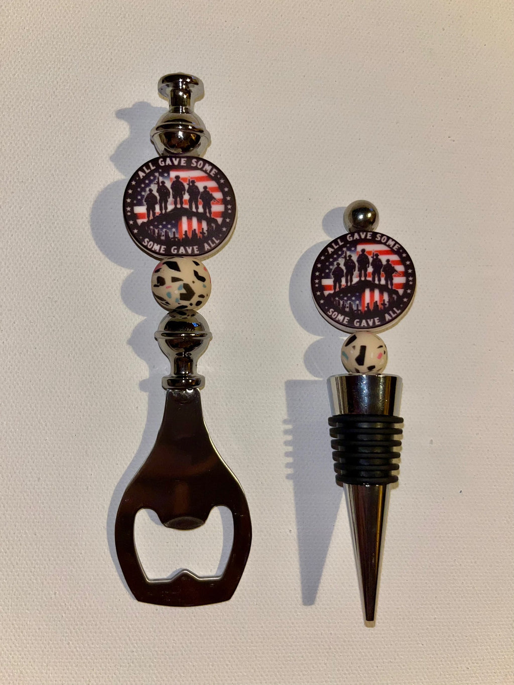 Patriotic 'All Gave Some, Some Gave All' Bottle Opener & Wine Stopper Set
