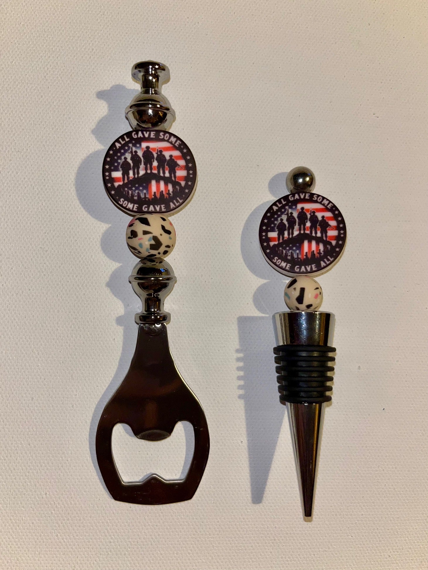 Patriotic 'All Gave Some, Some Gave All' Bottle Opener & Wine Stopper Set