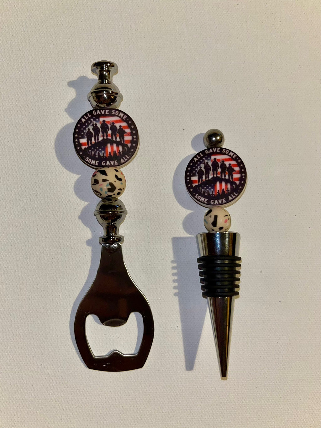 Patriotic 'All Gave Some, Some Gave All' Bottle Opener & Wine Stopper Set