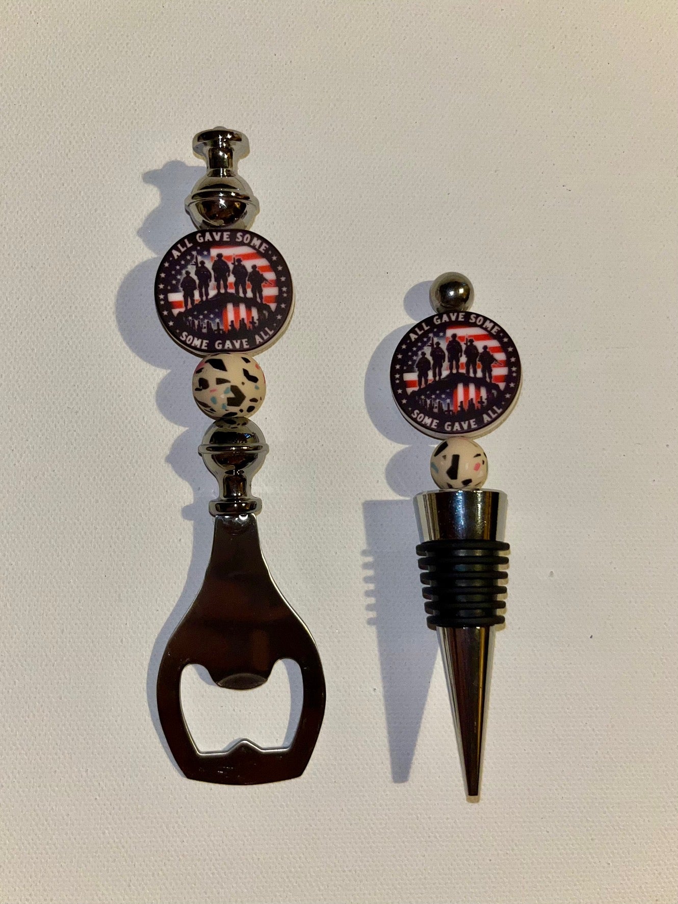 Patriotic 'All Gave Some, Some Gave All' Bottle Opener & Wine Stopper Set