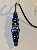 Blue & Black Patriotic Police-Themed “Back the Blue” Silicone Beaded Bookmark