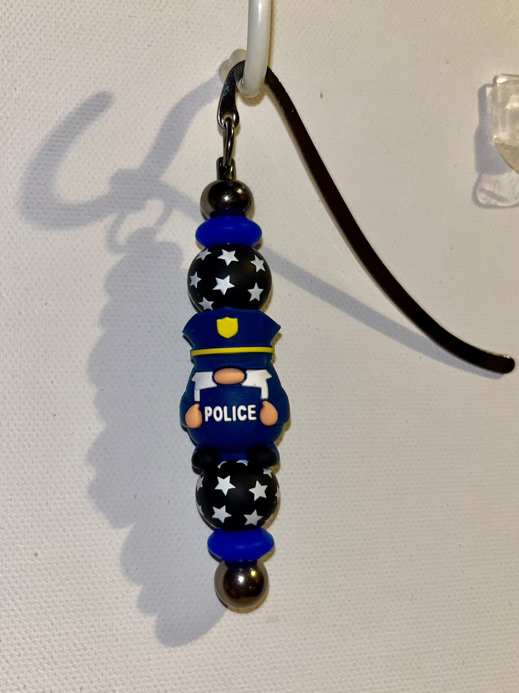 Blue & Black Patriotic Police-Themed “Back the Blue” Silicone Beaded Bookmark