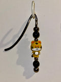 Cute Yellow Tiger Charm Bookmark with Black and Silver Accents