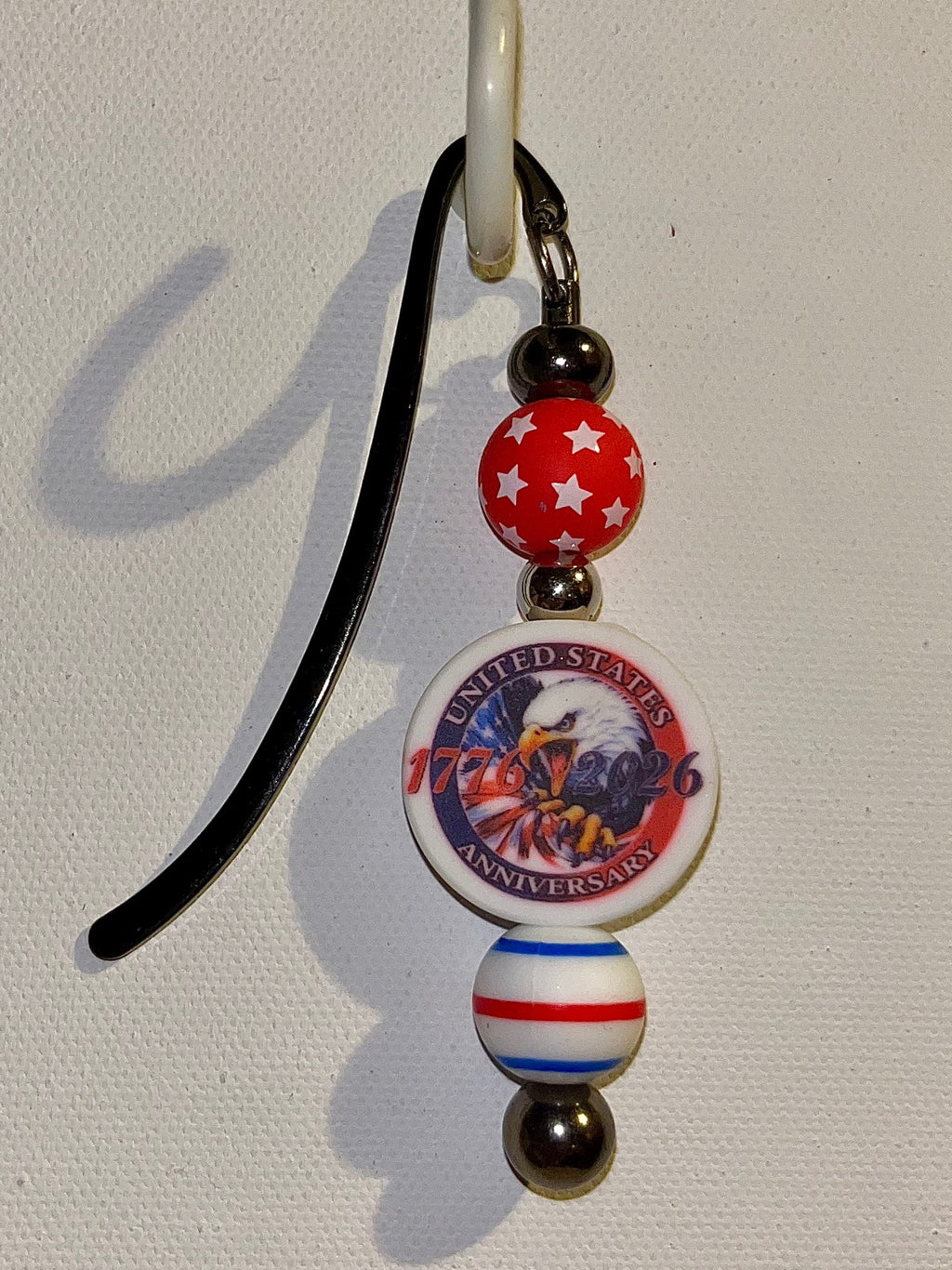 Silver-tone Bookmark Featuring a Patriotic Eagle 250th U.S. Anniversary Charm