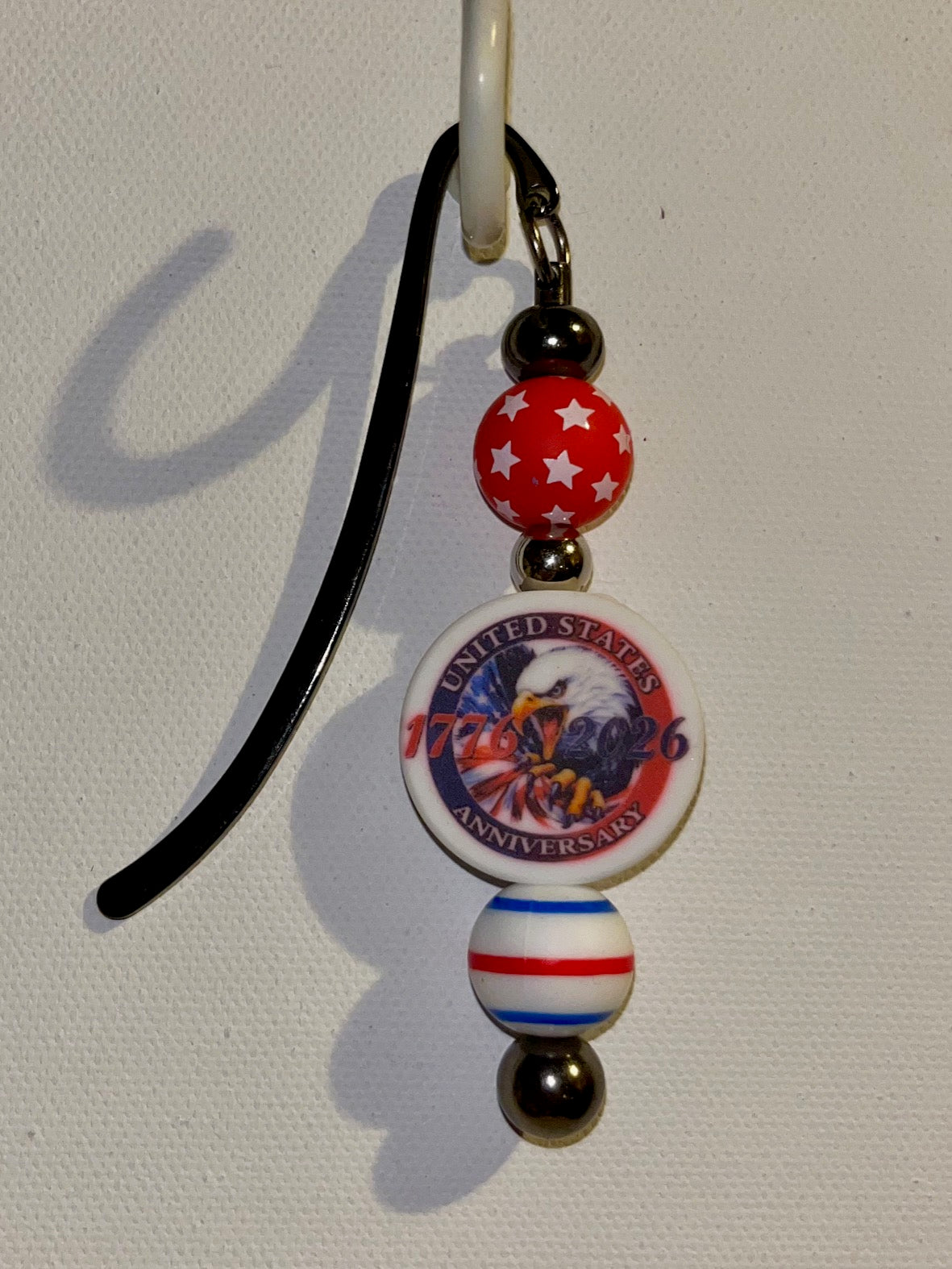 Silver-tone Bookmark Featuring a Patriotic Eagle 250th U.S. Anniversary Charm