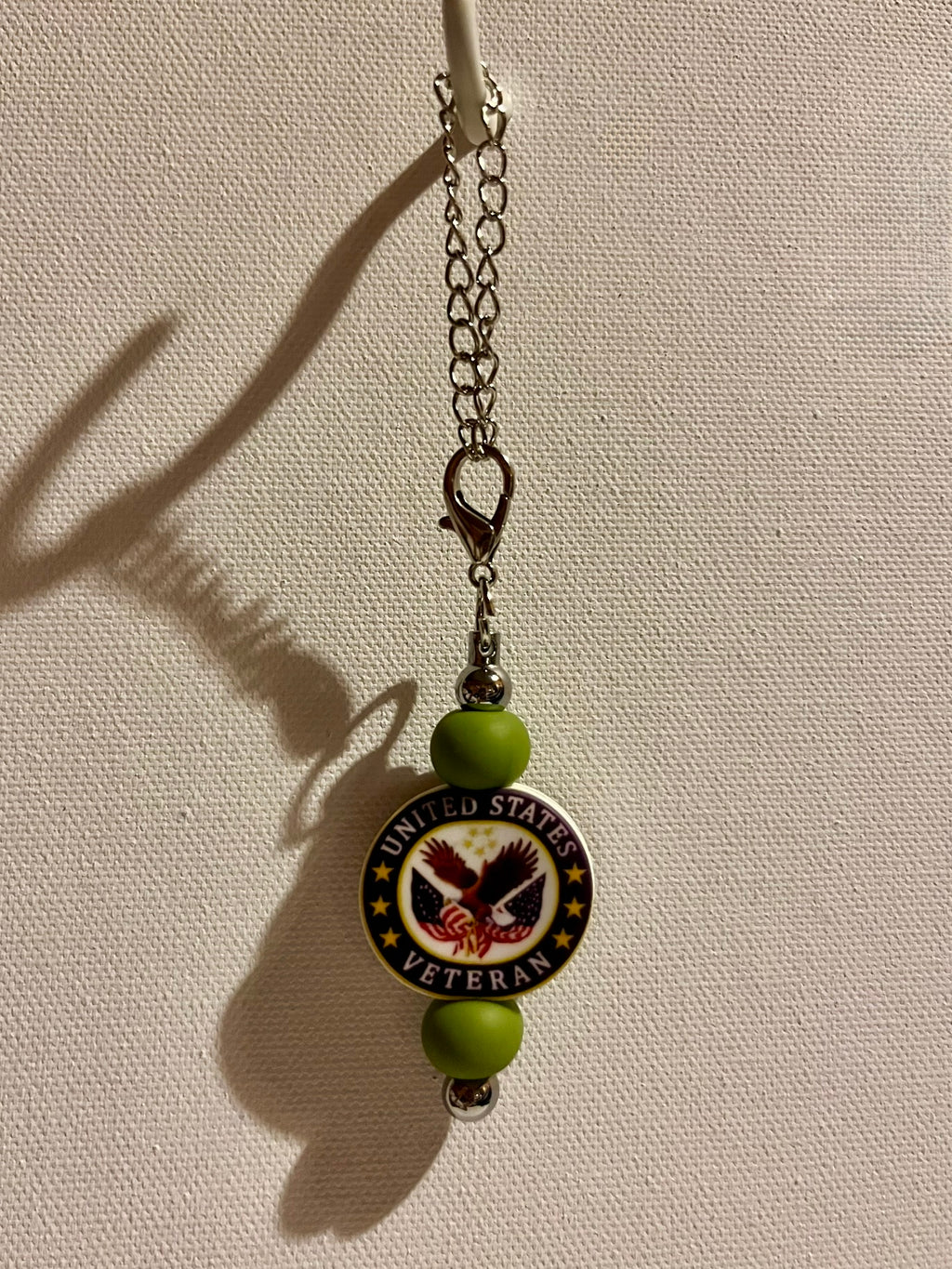 ‘U.S. Veteran’ Cup Charm w/Patriotic Color Palette, American Flag & Eagle