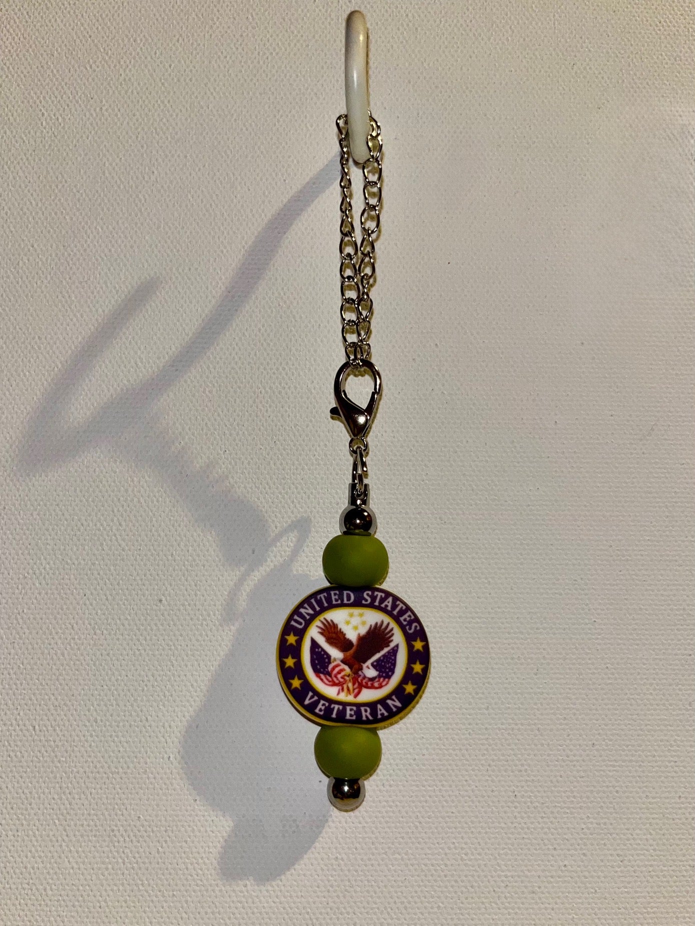 ‘U.S. Veteran’ Cup Charm w/Patriotic Color Palette, American Flag & Eagle