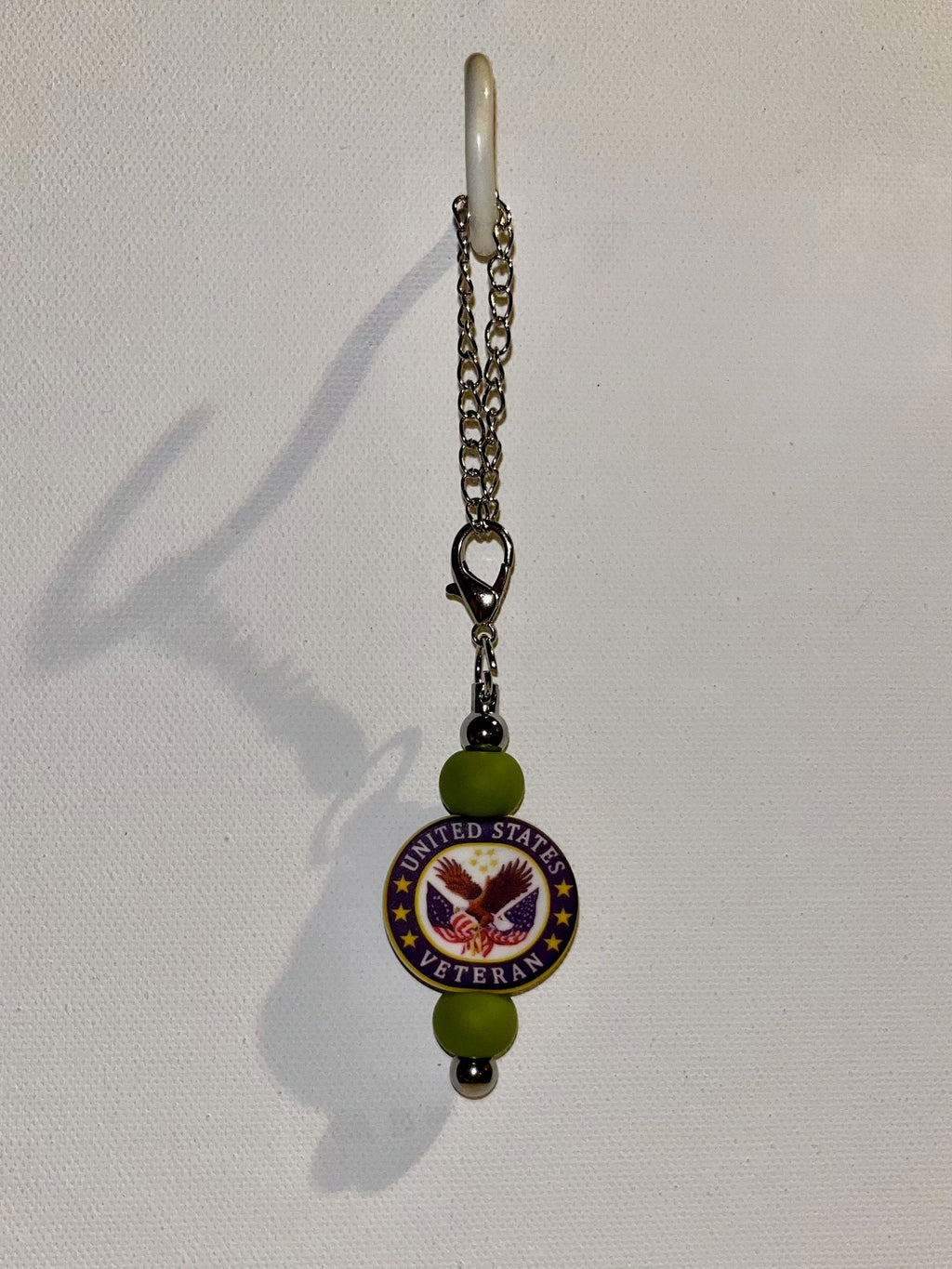 ‘U.S. Veteran’ Cup Charm w/Patriotic Color Palette, American Flag & Eagle
