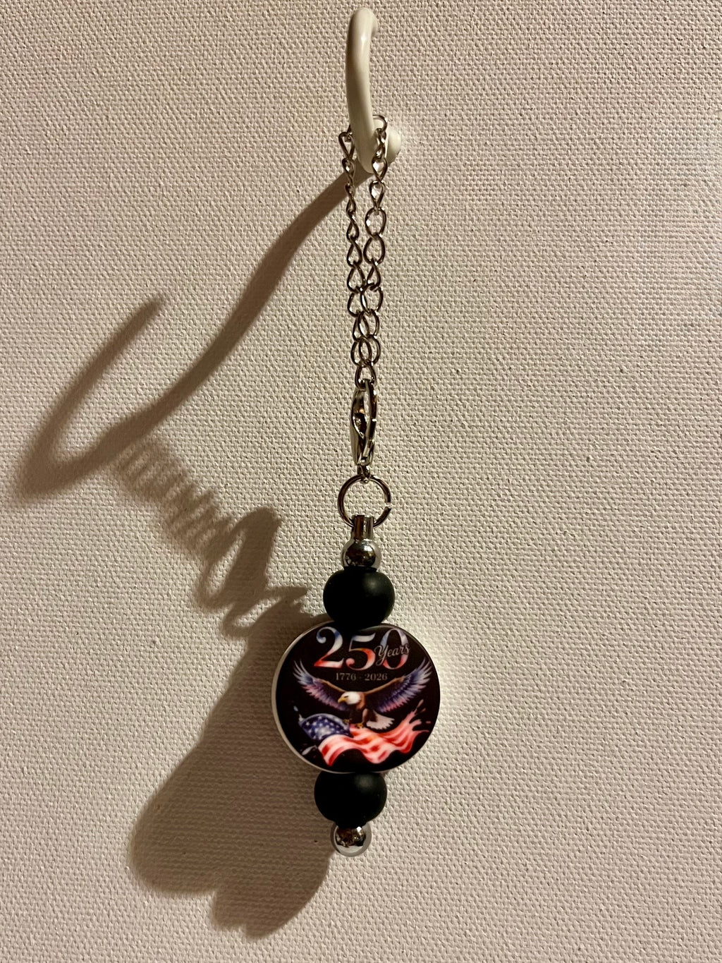 Silver-tone Cup Charm Feat. Patriotic 250th Anniversary Pendant w/Eagle & Flag