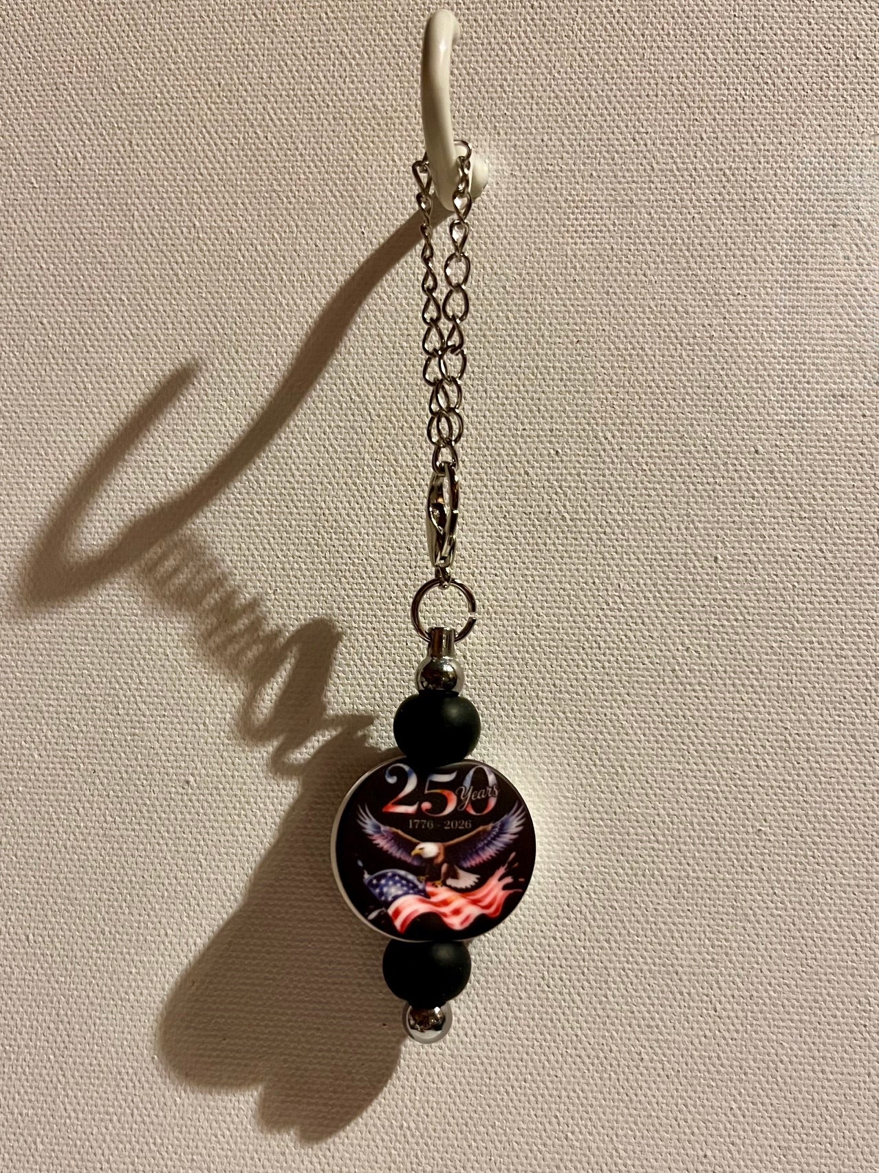 Silver-tone Cup Charm Feat. Patriotic 250th Anniversary Pendant w/Eagle & Flag