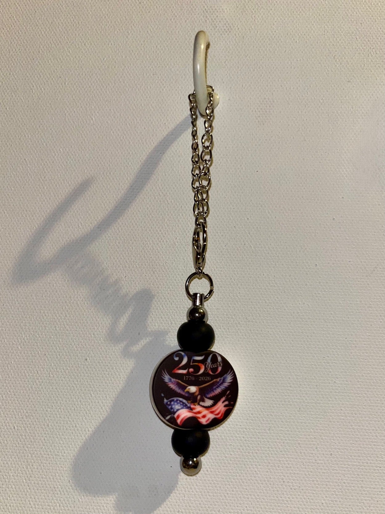 Silver-tone Cup Charm Feat. Patriotic 250th Anniversary Pendant w/Eagle & Flag