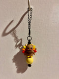 Cute Brown Turkey Harvest Cup Charm Featuring Red, Orange & Yellow Accents