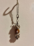 Silver-tone Cup Charm Featuring Brown w/Star Focal Bead & 2 Camouflage Beads
