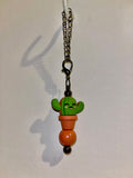 Smiling Green Cactus Cup Charm with Terracotta Pot & Iridescent Bead