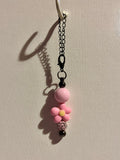 Pink and Yellow Flower Beaded Cup Charm w/Rhinestone Accents