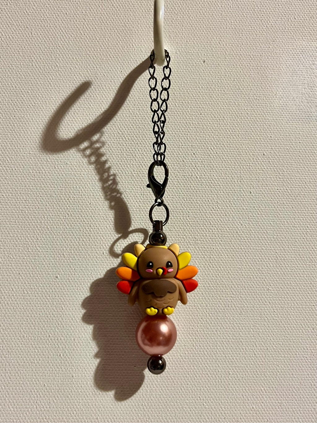 Brown Turkey Harvest Cup Charm with Copper, Yellow, Orange & Red Accents