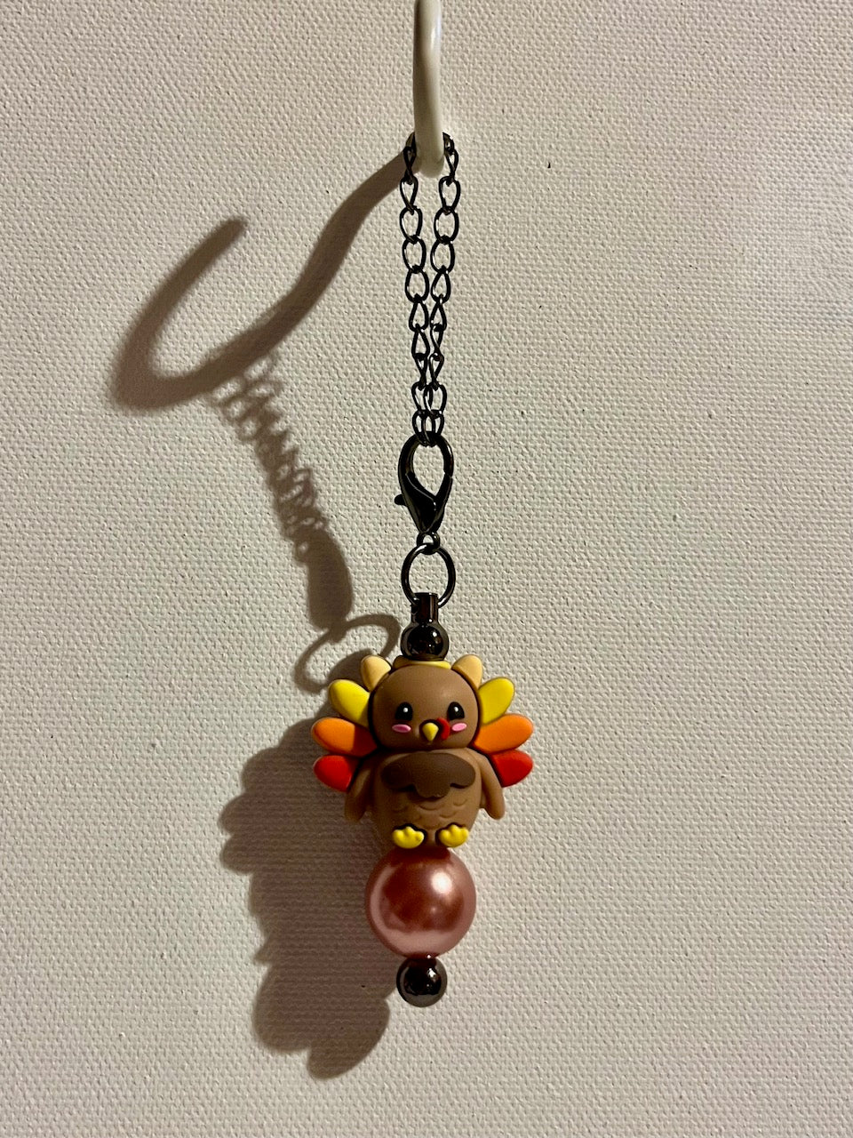 Brown Turkey Harvest Cup Charm with Copper, Yellow, Orange & Red Accents