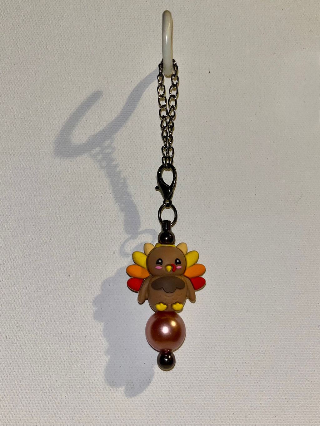 Brown Turkey Harvest Cup Charm with Copper, Yellow, Orange & Red Accents