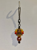 Brown Turkey Harvest Cup Charm with Copper, Yellow, Orange & Red Accents