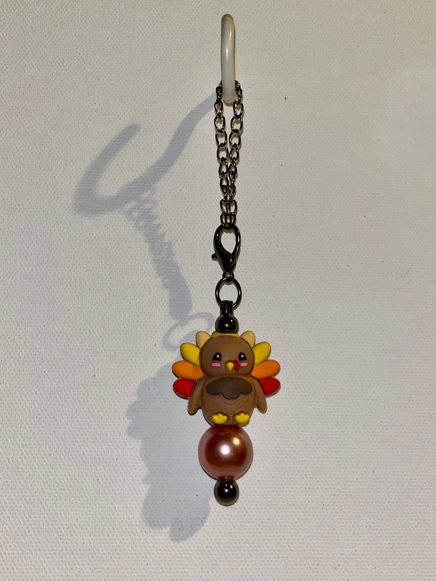 Brown Turkey Harvest Cup Charm with Copper, Yellow, Orange & Red Accents