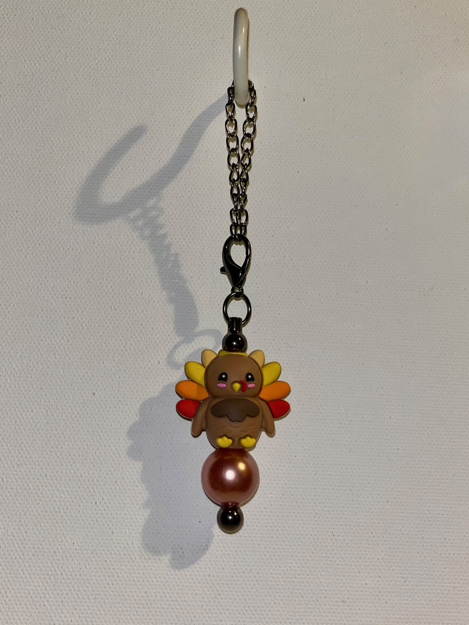 Brown Turkey Harvest Cup Charm with Copper, Yellow, Orange & Red Accents