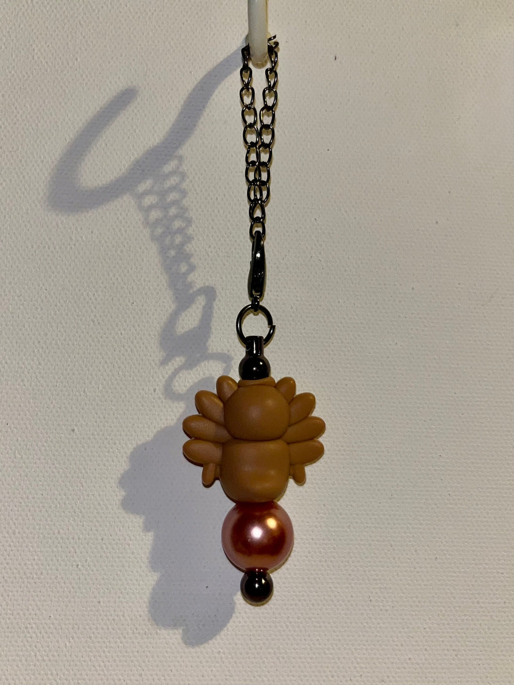 Brown Turkey Harvest Cup Charm with Copper, Yellow, Orange & Red Accents