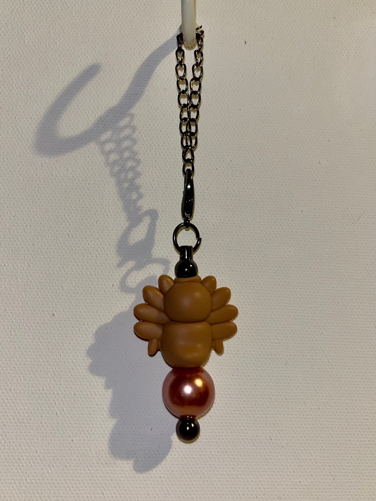 Brown Turkey Harvest Cup Charm with Copper, Yellow, Orange & Red Accents
